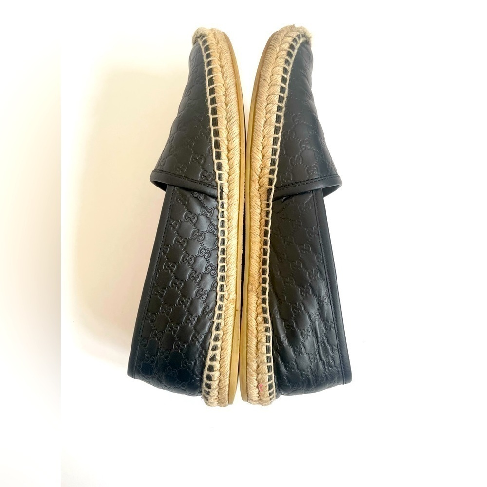 GUCCI Black Microguccissima Leather Slip On Espadrille Flats EU 38 - Picture 6 of 10